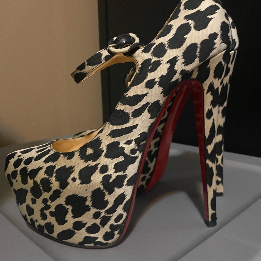 Lady Daf Leopard Mary Jane Red Sole Pump
